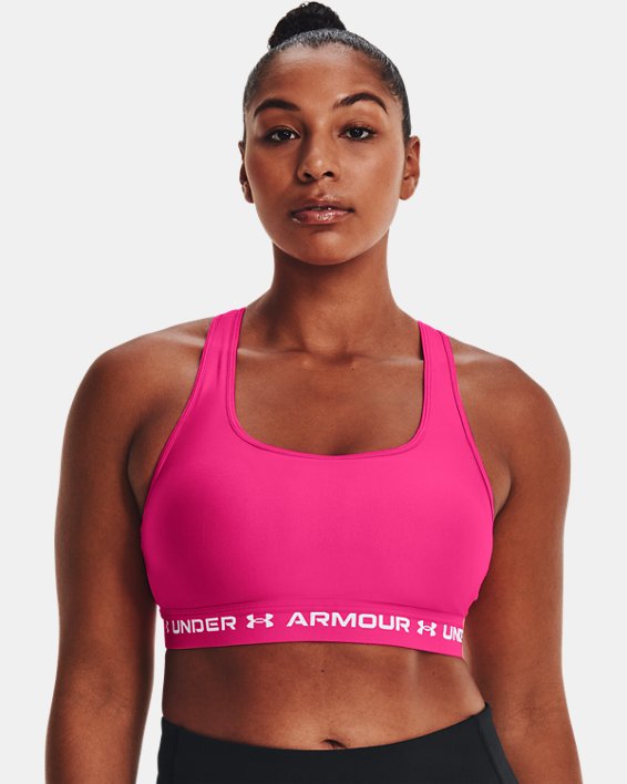 Women's Armour® Mid Crossback Sports Bra, Pink, pdpMainDesktop image number 3